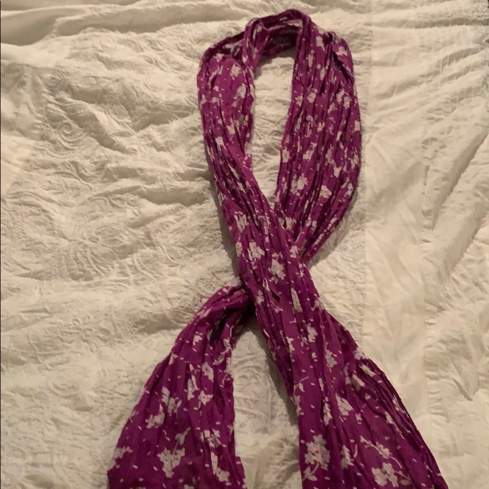 Purple and White Floral Scarf